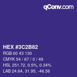カラーコード: HEX #3C2B82 | qconv.com