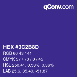 カラーコード: HEX #3C2B8D | qconv.com