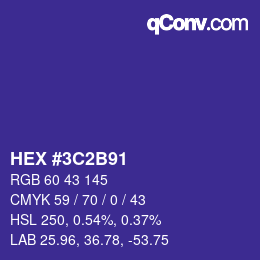 Color code: HEX #3C2B91 | qconv.com