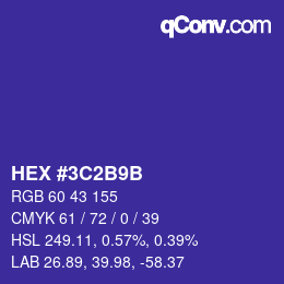 Color code: HEX #3C2B9B | qconv.com