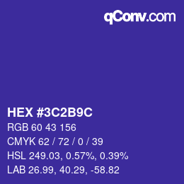 カラーコード: HEX #3C2B9C | qconv.com