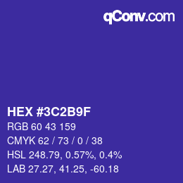 Color code: HEX #3C2B9F | qconv.com