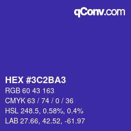 颜色代码: HEX #3C2BA3 | qconv.com