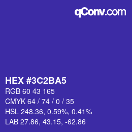 Color code: HEX #3C2BA5 | qconv.com