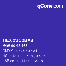 カラーコード: HEX #3C2BA8 | qconv.com