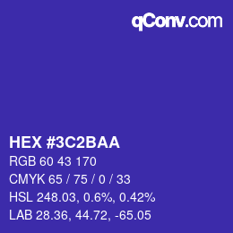 Color code: HEX #3C2BAA | qconv.com