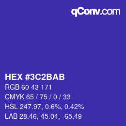Color code: HEX #3C2BAB | qconv.com