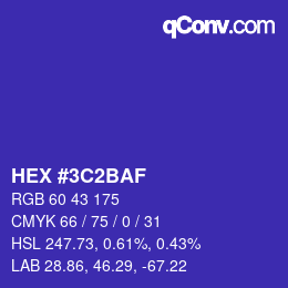 Color code: HEX #3C2BAF | qconv.com