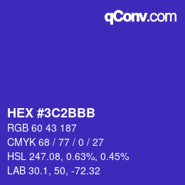 カラーコード: HEX #3C2BBB | qconv.com