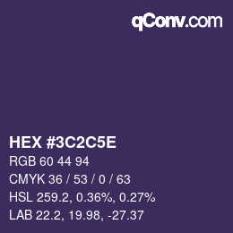 Code couleur: HEX #3C2C5E | qconv.com