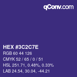 カラーコード: HEX #3C2C7E | qconv.com