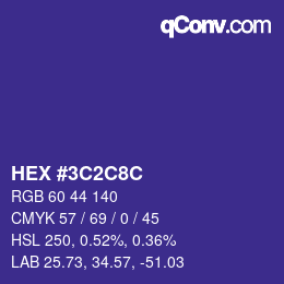 Color code: HEX #3C2C8C | qconv.com