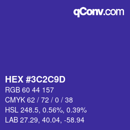 Color code: HEX #3C2C9D | qconv.com