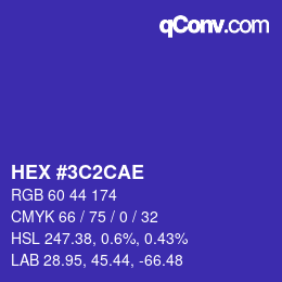 Color code: HEX #3C2CAE | qconv.com