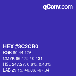 Color code: HEX #3C2CB0 | qconv.com