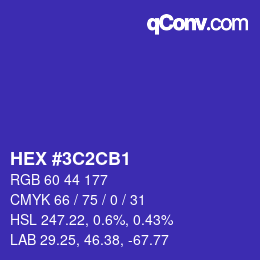 Color code: HEX #3C2CB1 | qconv.com