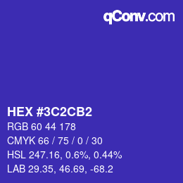 Color code: HEX #3C2CB2 | qconv.com