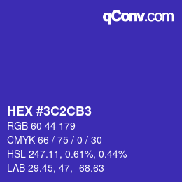 Color code: HEX #3C2CB3 | qconv.com