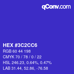 Color code: HEX #3C2CC6 | qconv.com