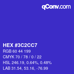 Color code: HEX #3C2CC7 | qconv.com