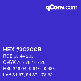Color code: HEX #3C2CCB | qconv.com