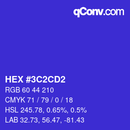 Farbcode: HEX #3C2CD2 | qconv.com