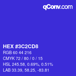Color code: HEX #3C2CD8 | qconv.com