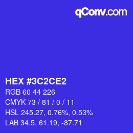 Color code: HEX #3C2CE2 | qconv.com