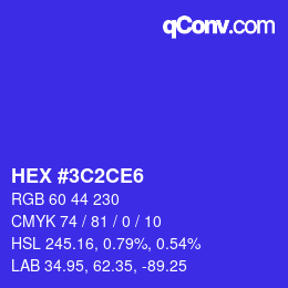 Color code: HEX #3C2CE6 | qconv.com