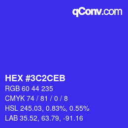 Color code: HEX #3C2CEB | qconv.com