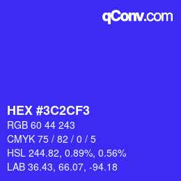 Color code: HEX #3C2CF3 | qconv.com