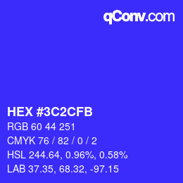 Color code: HEX #3C2CFB | qconv.com