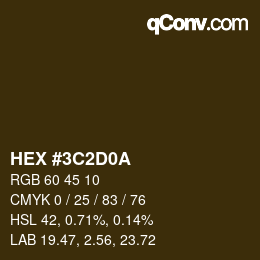 Color code: HEX #3C2D0A | qconv.com