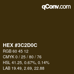 颜色代码: HEX #3C2D0C | qconv.com
