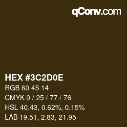 Farbcode: HEX #3C2D0E | qconv.com