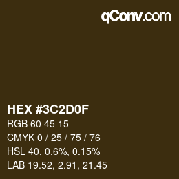 Color code: HEX #3C2D0F | qconv.com
