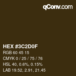 Color code: HEX #3C2D0F | qconv.com