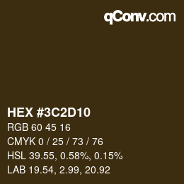 Color code: HEX #3C2D10 | qconv.com