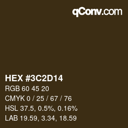 Farbcode: HEX #3C2D14 | qconv.com
