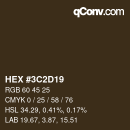 カラーコード: HEX #3C2D19 | qconv.com