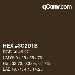 Color code: HEX #3C2D1B | qconv.com