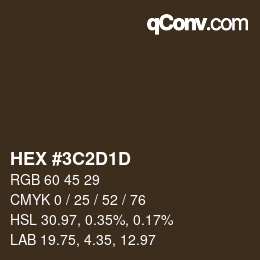 Color code: HEX #3C2D1D | qconv.com