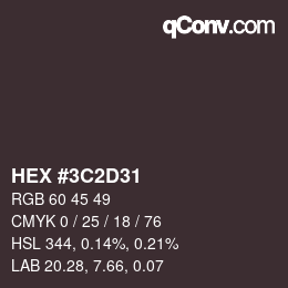 Color code: HEX #3C2D31 | qconv.com