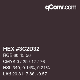 カラーコード: HEX #3C2D32 | qconv.com