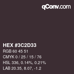 Color code: HEX #3C2D33 | qconv.com