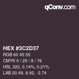 Color code: HEX #3C2D37 | qconv.com