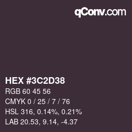 Color code: HEX #3C2D38 | qconv.com