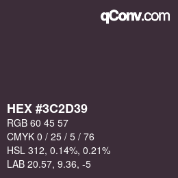 Color code: HEX #3C2D39 | qconv.com