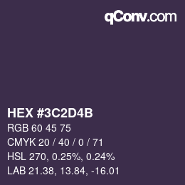 Color code: HEX #3C2D4B | qconv.com