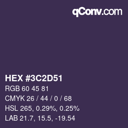 カラーコード: HEX #3C2D51 | qconv.com